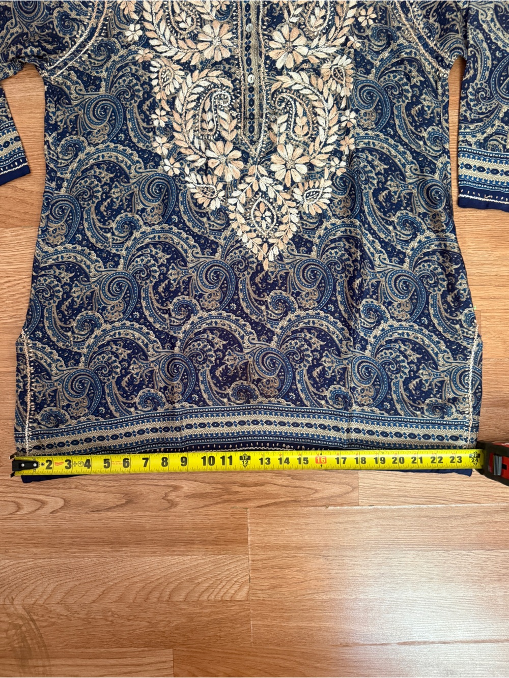 Dolma Embroidered Silk Tunic Top Navy - Picture 3 of 10